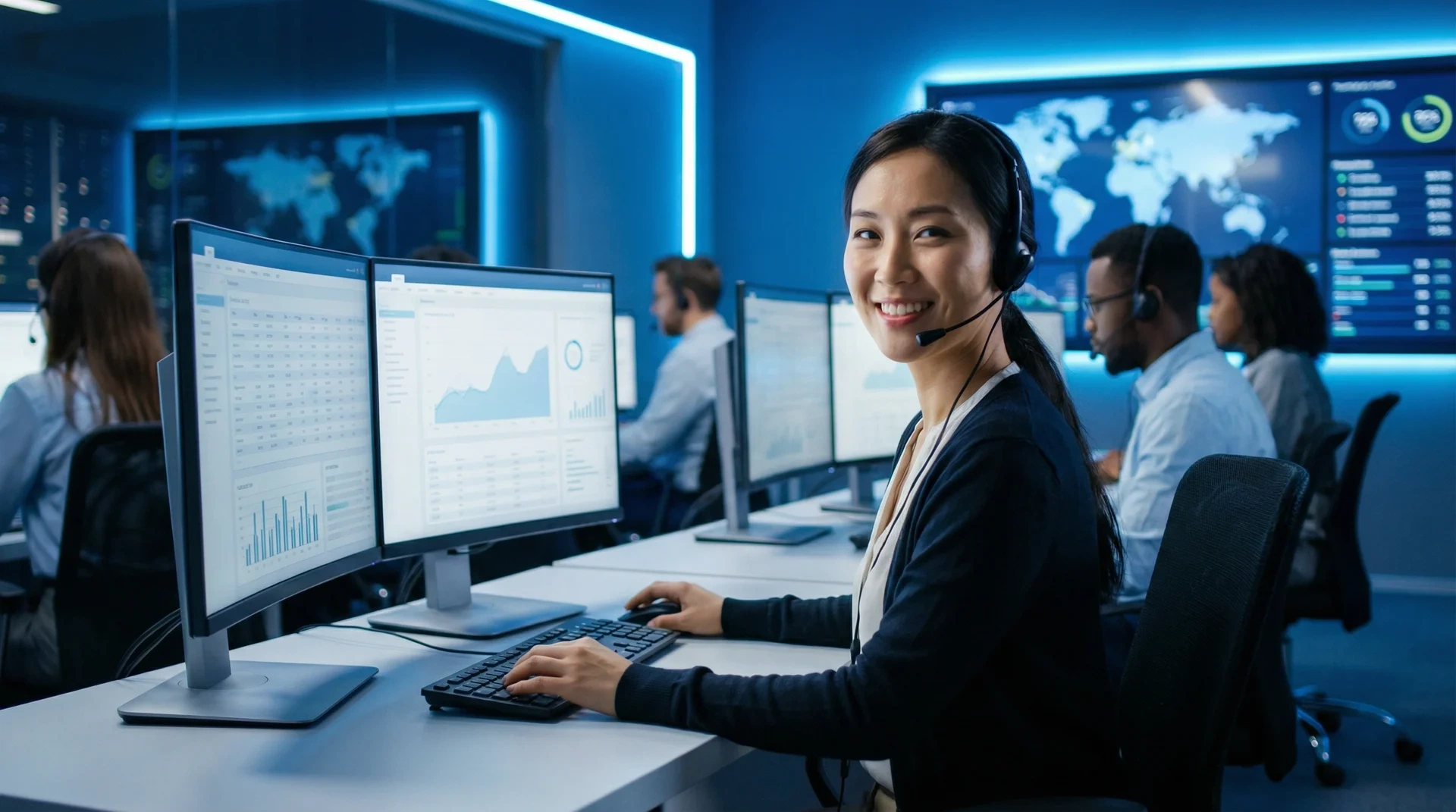 澳门太阳城专业客服团队在现代化办公室提供全天候服务